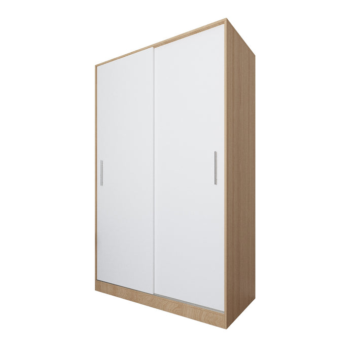 Modern Wooden Natural and White Sliding 2 Door Wardrobe 125x60x200cm
