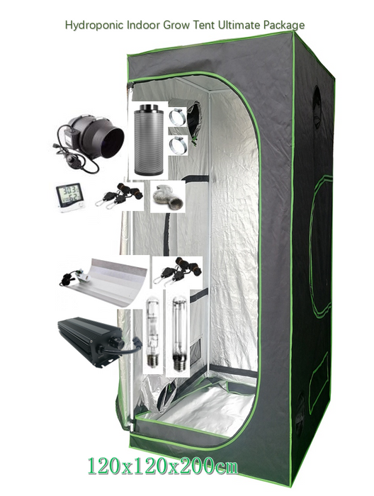 Hydroponic Indoor Grow Tent Ultimate Package- 120x120x200cm TENT+ 600W Grow Light Kit +6" Fan/Filter Kit