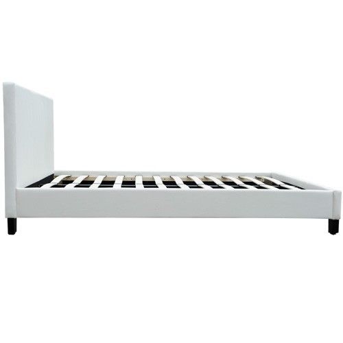 California Leather Bed Frame (Queen Size, White Colour)