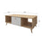 Modern Wooden Natural and White Coffee Table Storage Shelf Drawer 2 Open Side Shelves 120cm