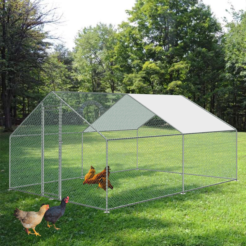 Walk-in 3X4X2M Steel Metal Chicken Coop Run Enclosure Poultry Cage