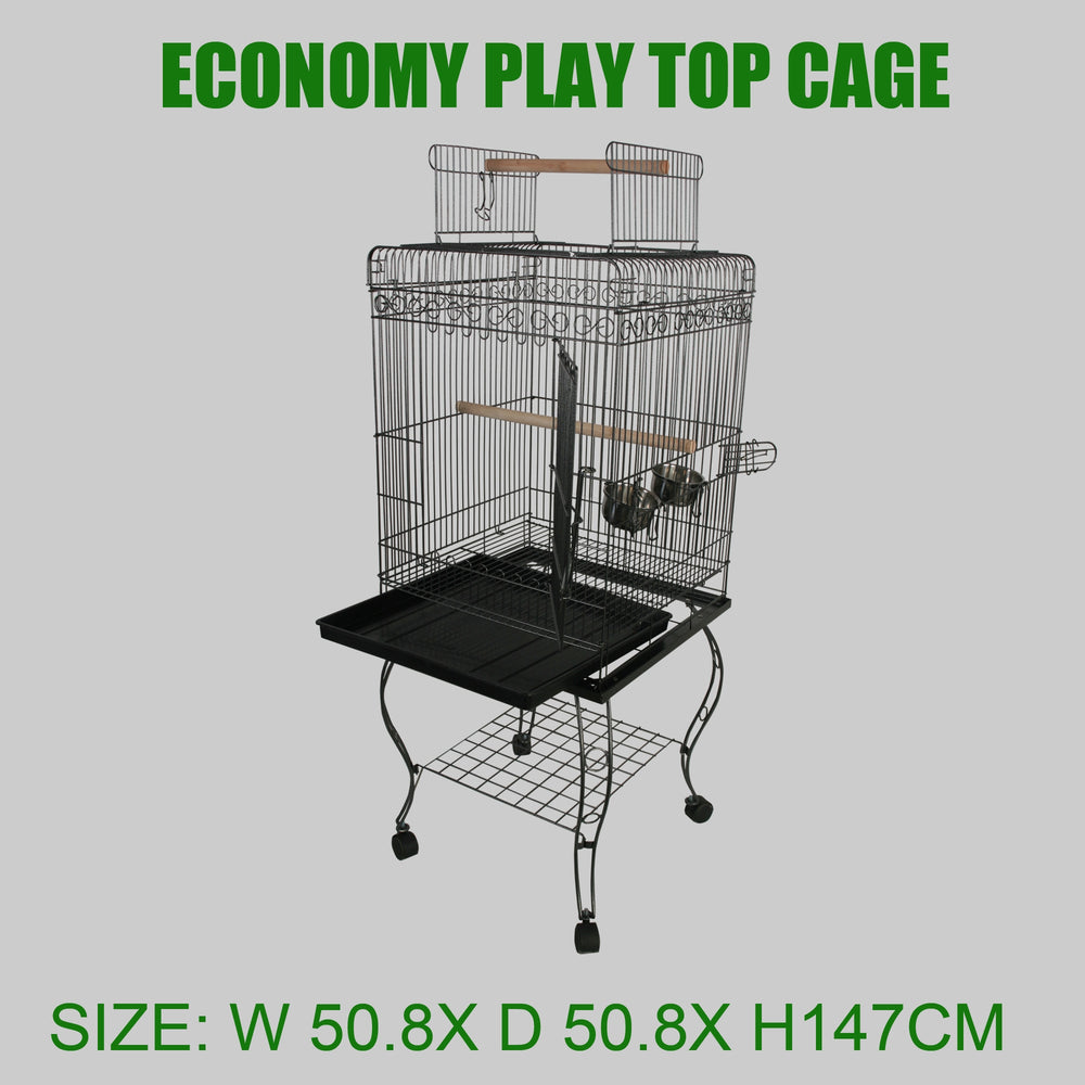 Economy Flat top Bird Cage Pet Cage Aviary Travel Stand Budgie Parrot
