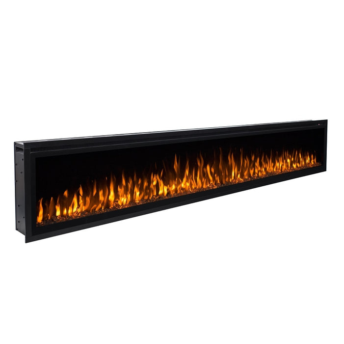 New Model 100" Slim Trim Black Built-in Recessed / Wall mounted Heater Electric Fireplace