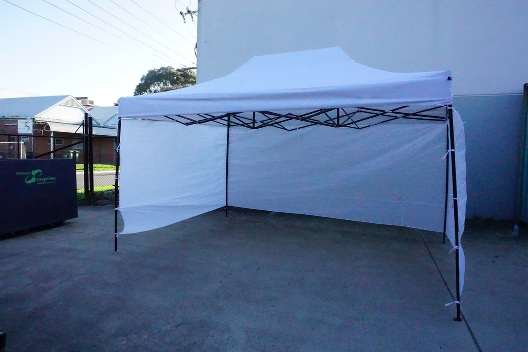 3X4.5M Folding Gazebo Outdoor Marquee Pop Up Nay White 3 sided wall