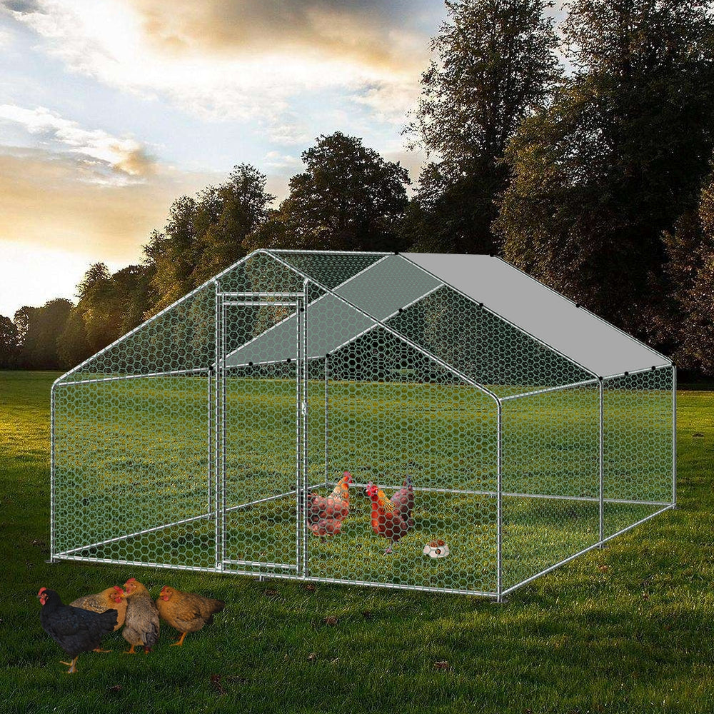 Walk-in 3X3X2M Steel Metal Chicken Coop Run Enclosure Poultry Cage