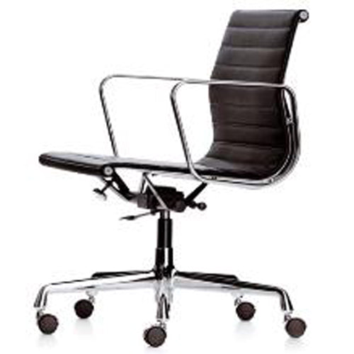 Eames Reproduction Offic Chair Black Italian Leather - Premium