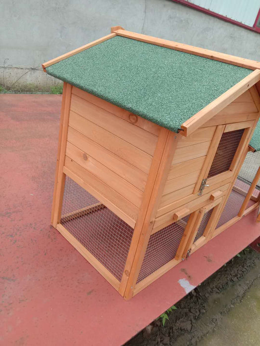 Villa Chicken Coop Rabbit Hutch Guinea Pig Ferret Cage With Tray and Run 1500(L)*670(W)*875(H)mm