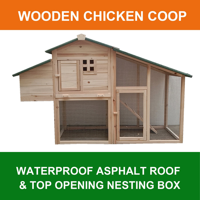 Weatherproof Villa Chicken Coop Hen House Rabbit Guinea Pig Ferret Hutch with Nesting Box R006