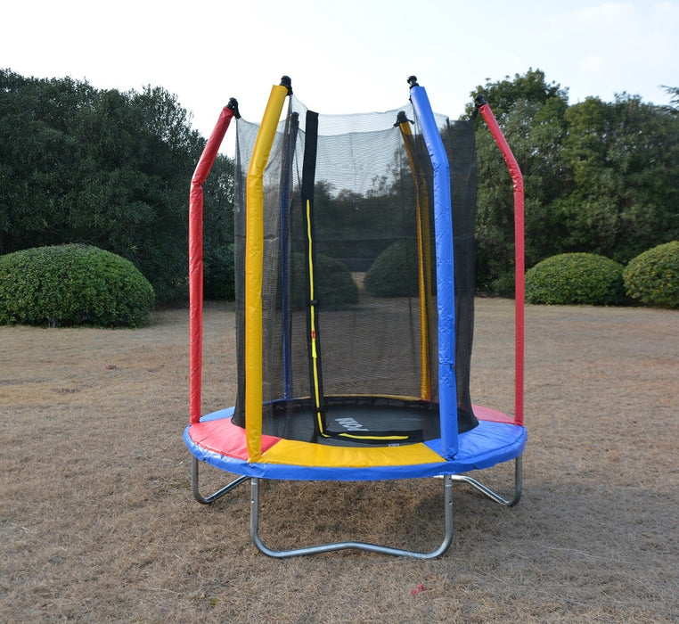 6ft Rainbow Mini Trampoline & Enclosure Set For Indoor and Outdoor