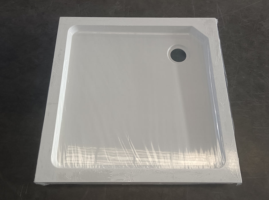 Square SMC Shower Tray Base 900x900x120mm White + Waste