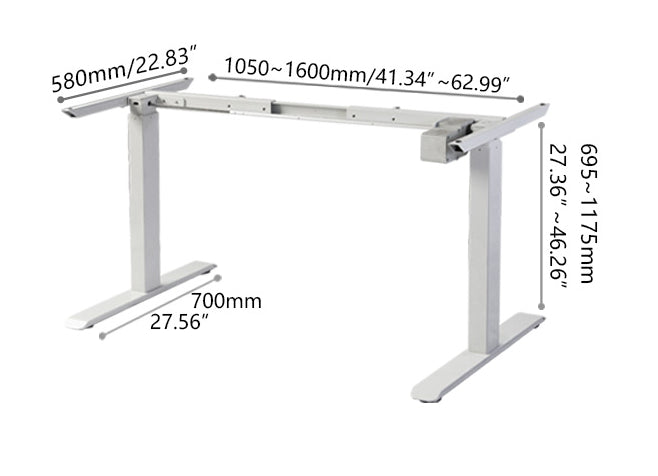Electric Height-adjustable Computer & Laptop Standing Desk Single Motor White Frame only