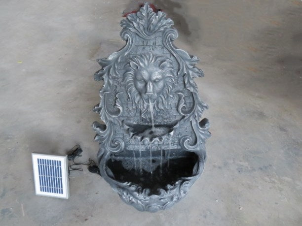 Garden Solar Wall Water Fountain Feature Lion Head 78cm