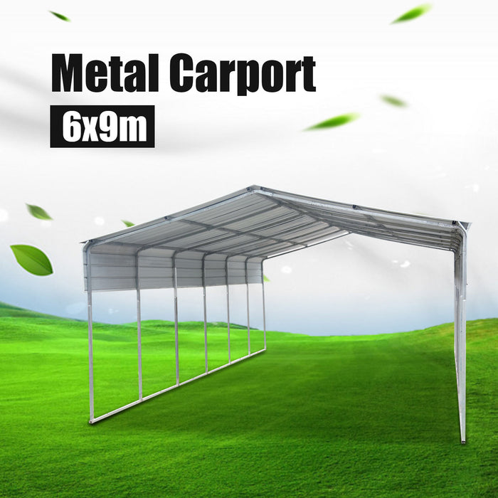 Portable Metal Steel Carport 6x9m Cream (Pre-Order)