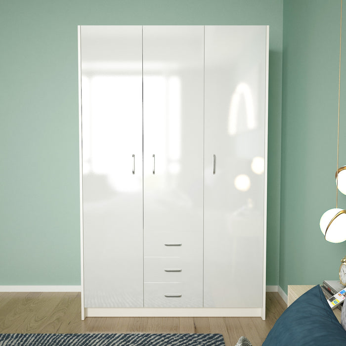 Modern High Gloss 3 Door Home Wardrobe 115x50x181cm