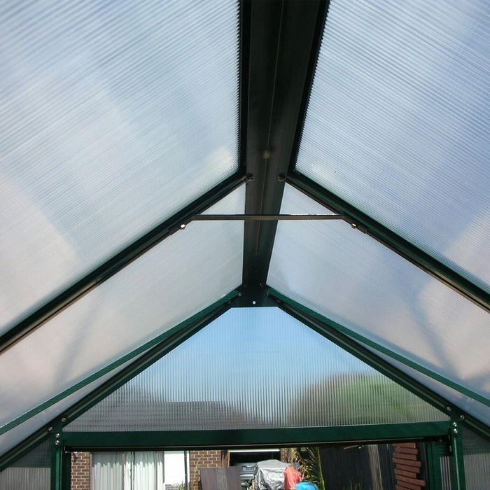 Polycarbonate & Aluminium Walk-in Greenhouse L319xW260xH165/258cm Green (6mm Panel)