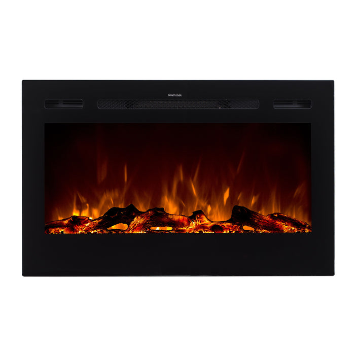 36" Black Built-in Recessed / Wall mounted Heater Electric Fireplace
