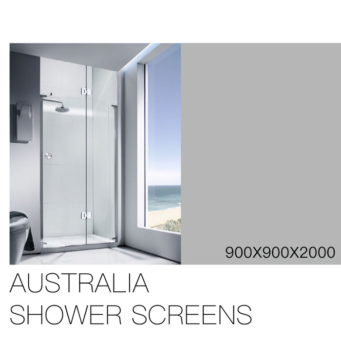 Shower Screen 900x900x2000mm Frameless Glass