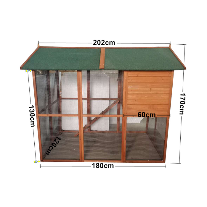 Huge Walk in Chicken Coop Chock Pens Hen House L202x H170xD175cm with Nesting Box