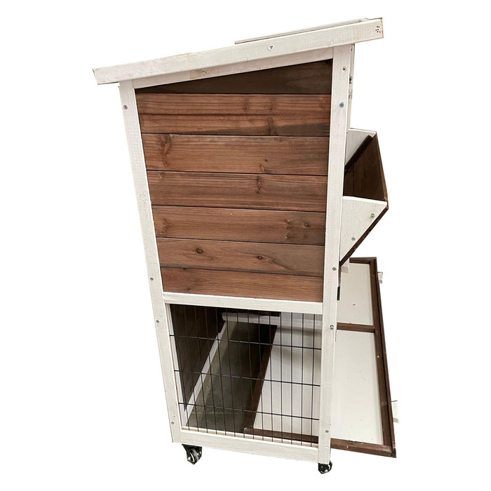 2 Storey Rabbit Hutch House Guinea Pig Chicken Coop with Tray and Wheels