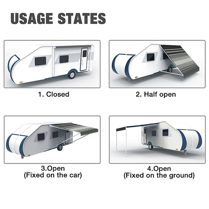 16ft x 8 ft Caravan Roll out Awning Annex Aluminium Construction Complete Pack