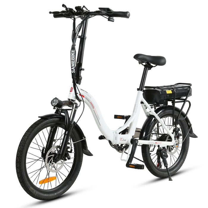 SAMEBIKE 350W Folding Electric Bike Bicycle 20KM/H E-bike White
